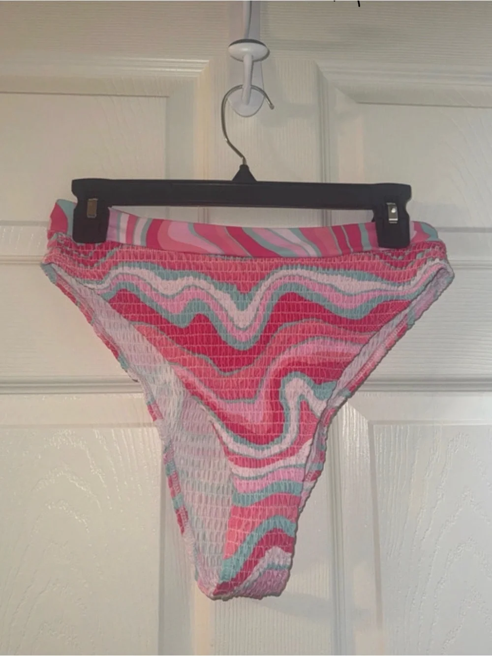 SHEIN Pink, Aqua and White Striped Two-Piece Bikini Set